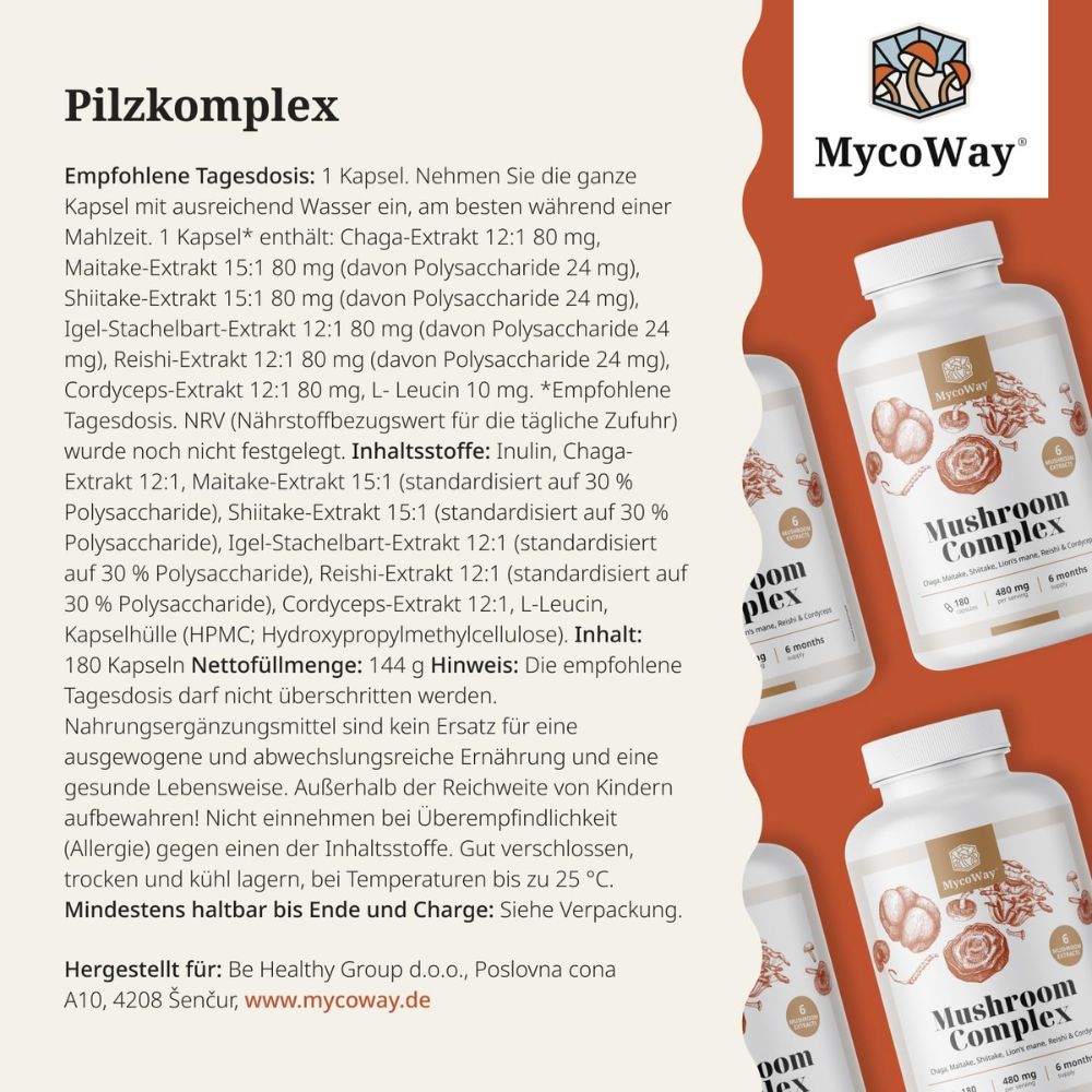 MycoWay | Pilzkomplex zur Stärkung und Unterstützung des Körpers - 180 Kapsel