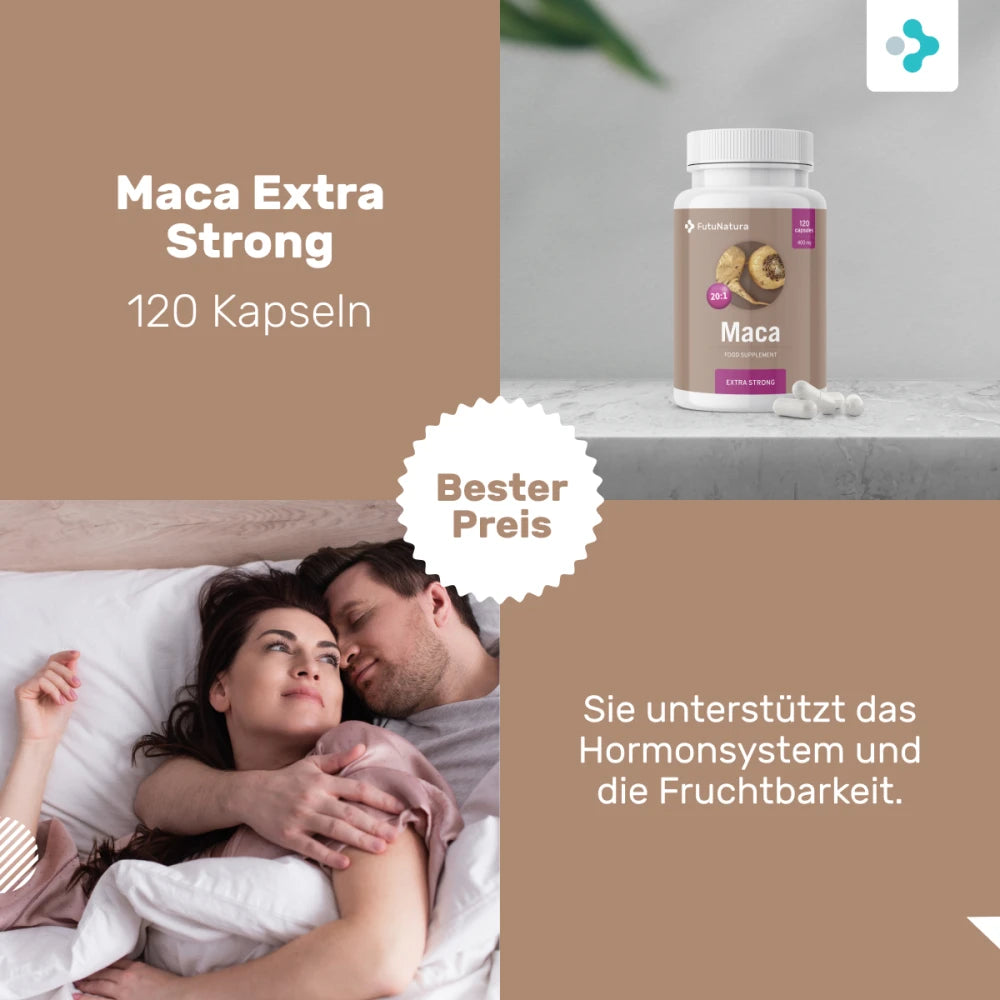 FutuNatura | Maca 20:1 Extra Strong für Energie und Libido - 120 Kapseln