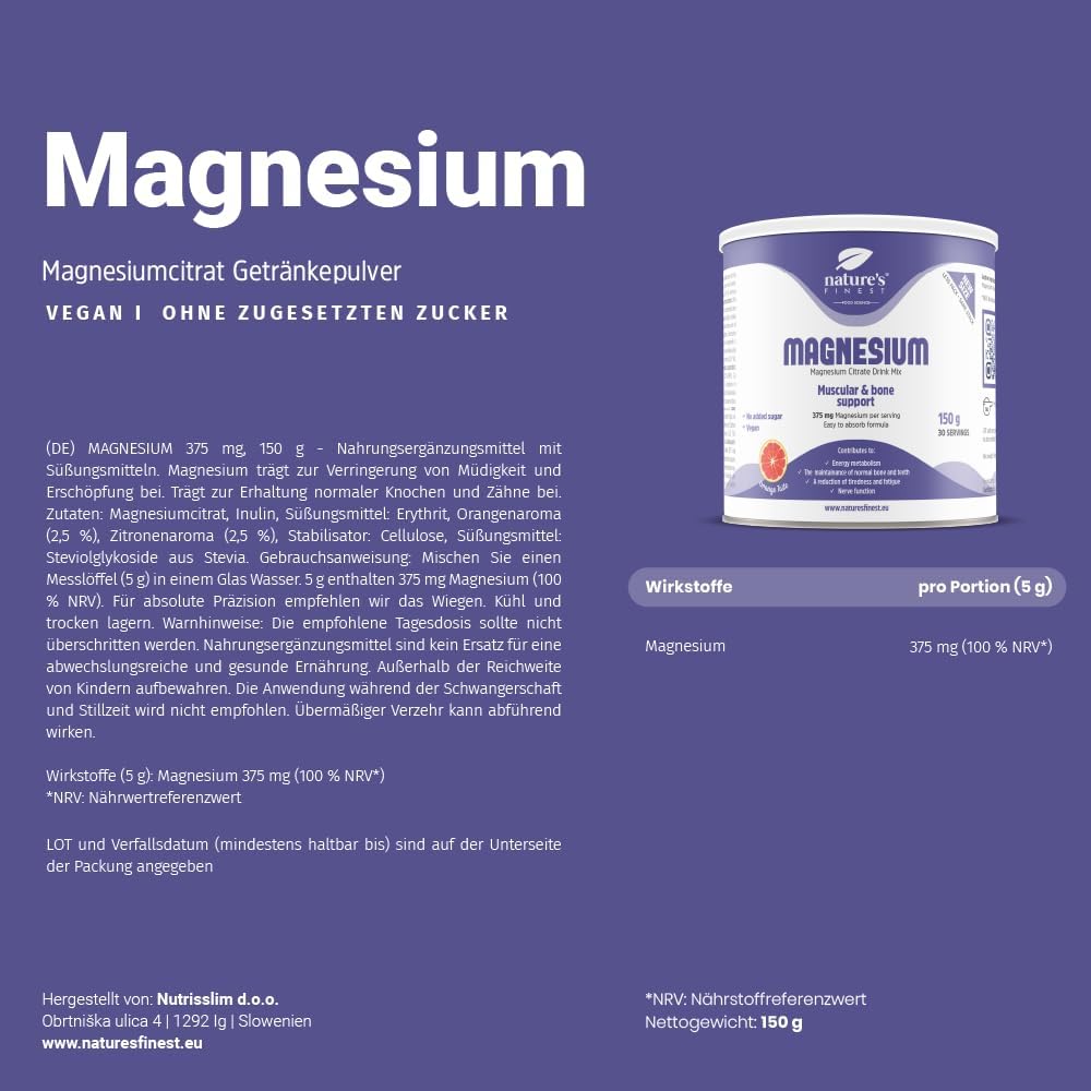 Nature's Finest I Magnesium für Muskeln, Knochen & Energie