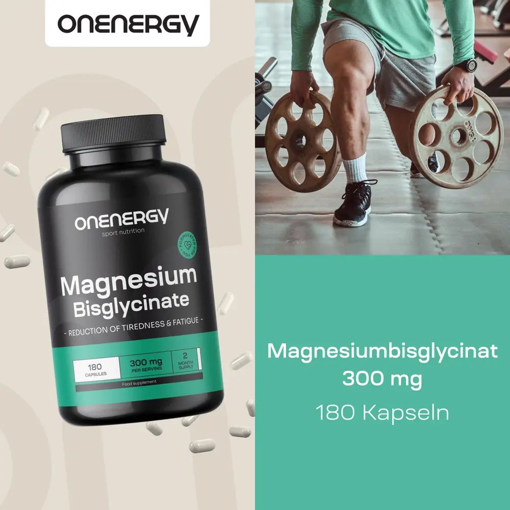 OnEnergy | Magnesiumbisglycinat 300 mg für maximale Effizienz - 180 Kapseln