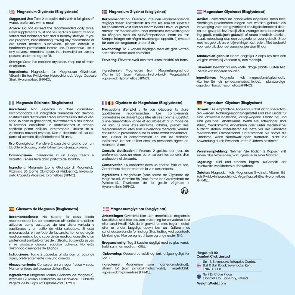WeightWorld | Magnesium Glycinat - Bisglycinat - 180 Kapseln