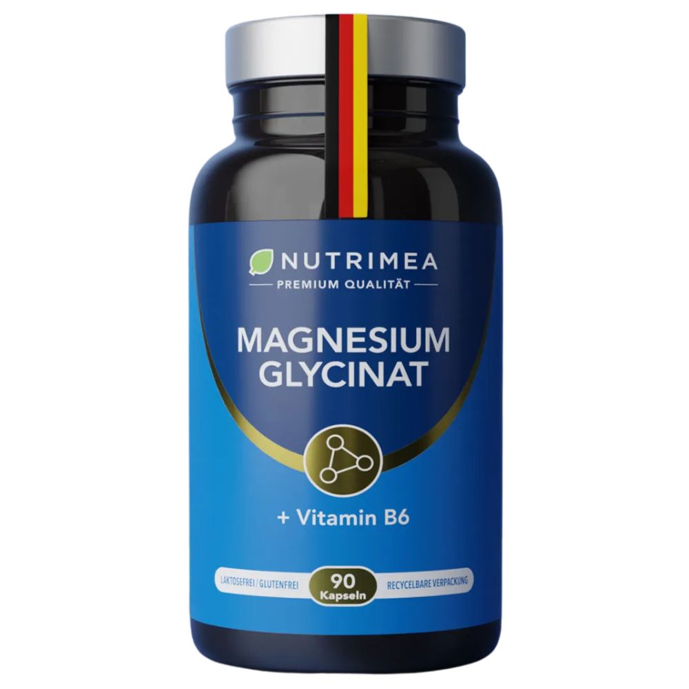 Nutrimea | Magnesium Glycinat + Vitamin B6 - Optimale Bioverfügbarkeit - 1,5 Monatsvorrat