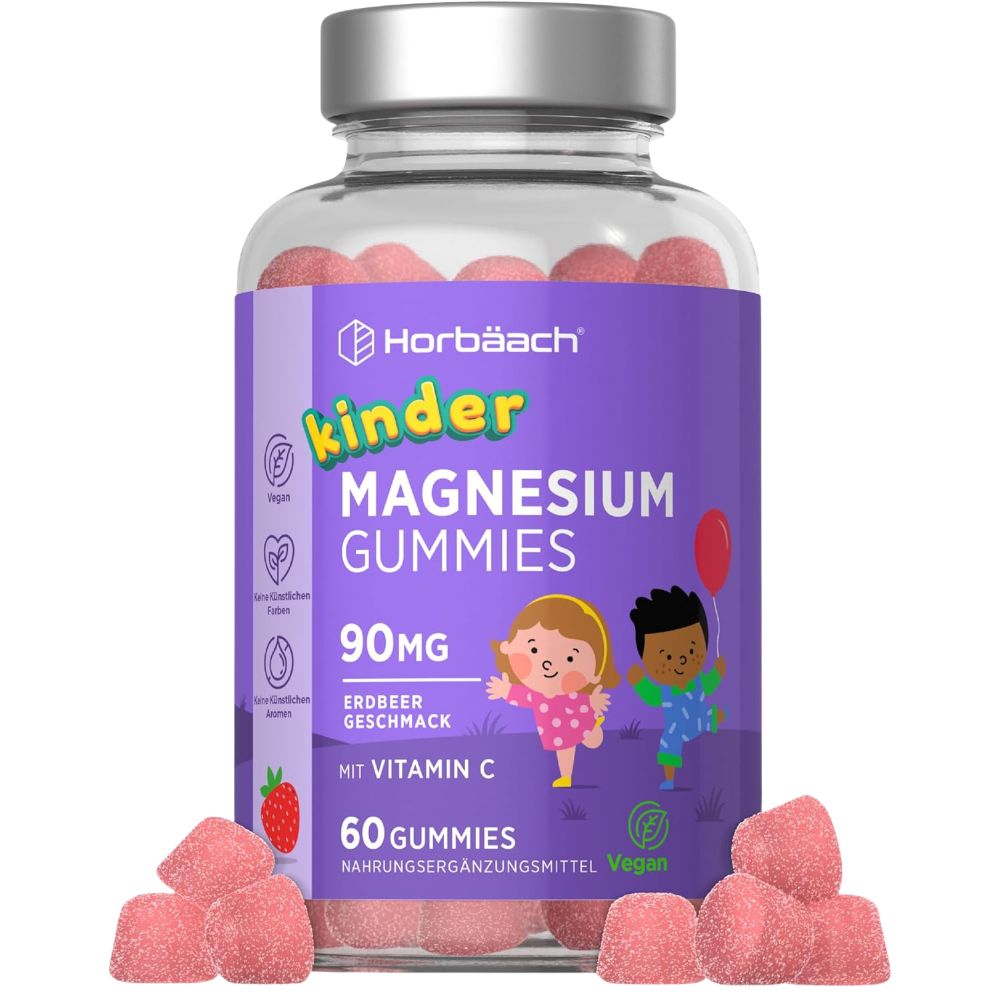 Horbaach | Magnesium Gummibärchen mit Vitamin C für Kinder - 60 Stück