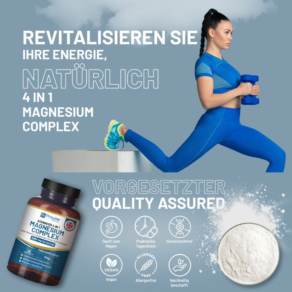 Prowise Healthcare | Magnesiumglycinat-Komplex 4 in 1 - 1866 mg - 90 vegane Kapseln