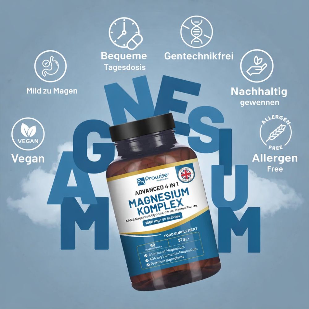 Prowise Healthcare | Magnesiumglycinat-Komplex 4 in 1 - 1866 mg - 90 vegane Kapseln