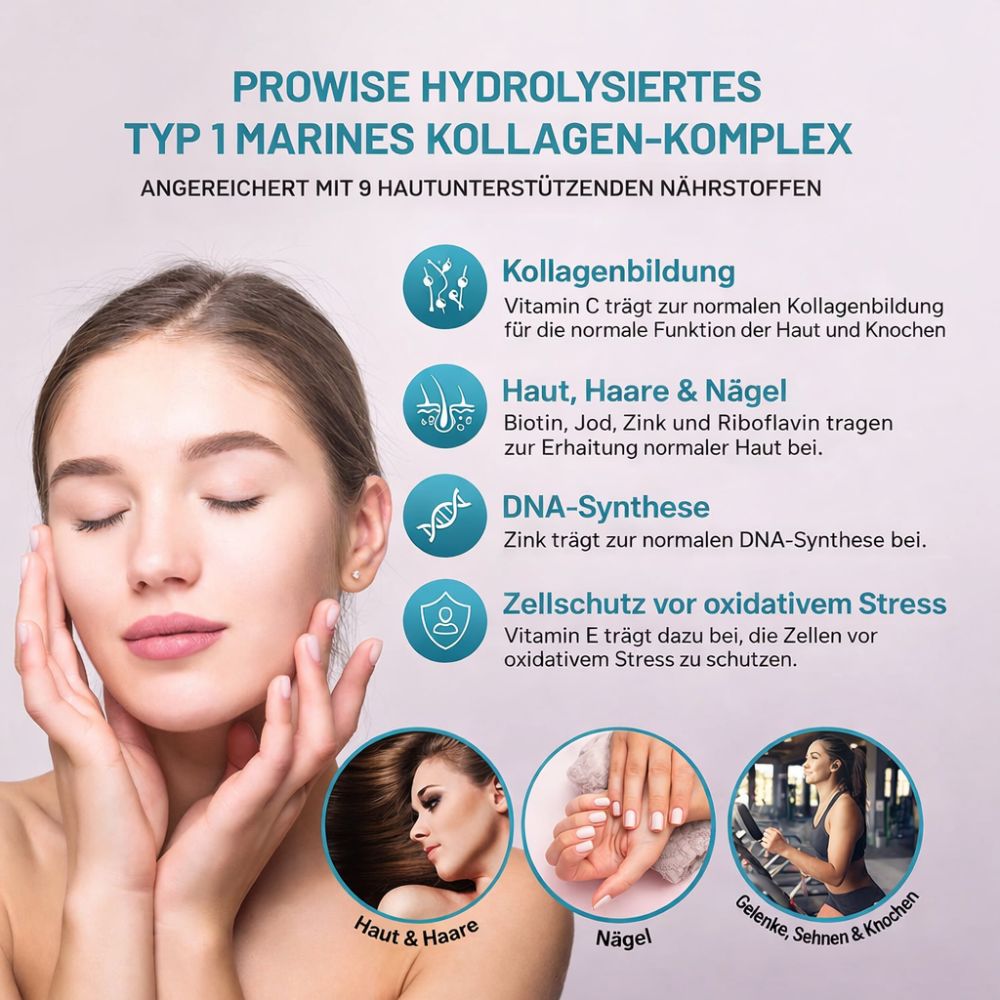 Prowise Healthcare | Meereskollagen mit Hyaluronsäure 1100 mg – 90 Kapseln