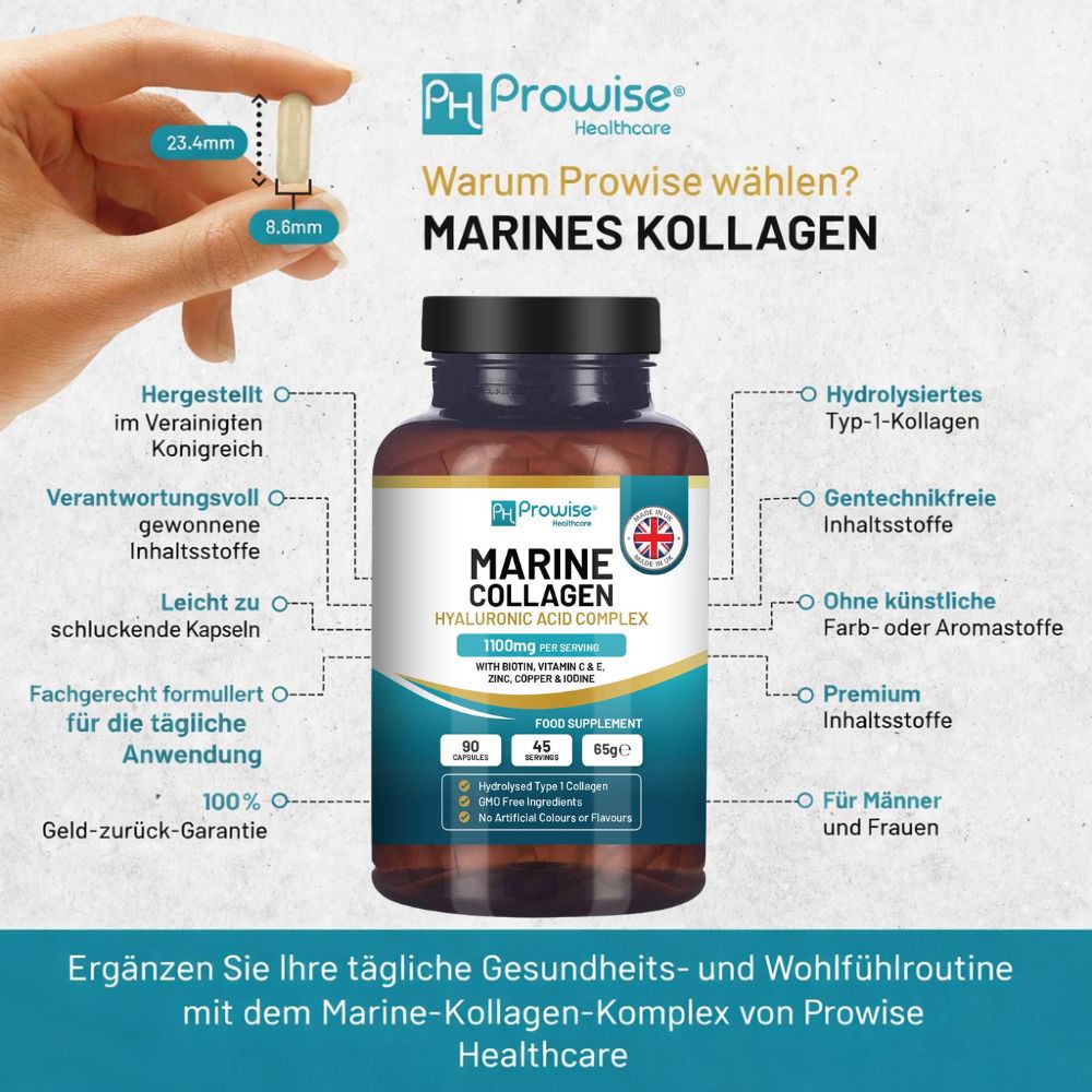 Prowise Healthcare | Meereskollagen mit Hyaluronsäure 1100 mg – 90 Kapseln