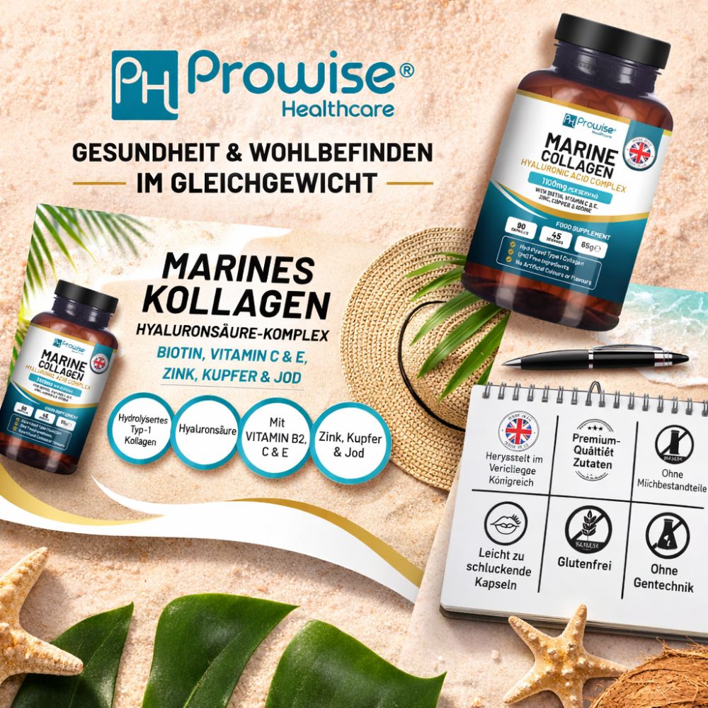 Prowise Healthcare | Meereskollagen mit Hyaluronsäure 1100 mg – 90 Kapseln