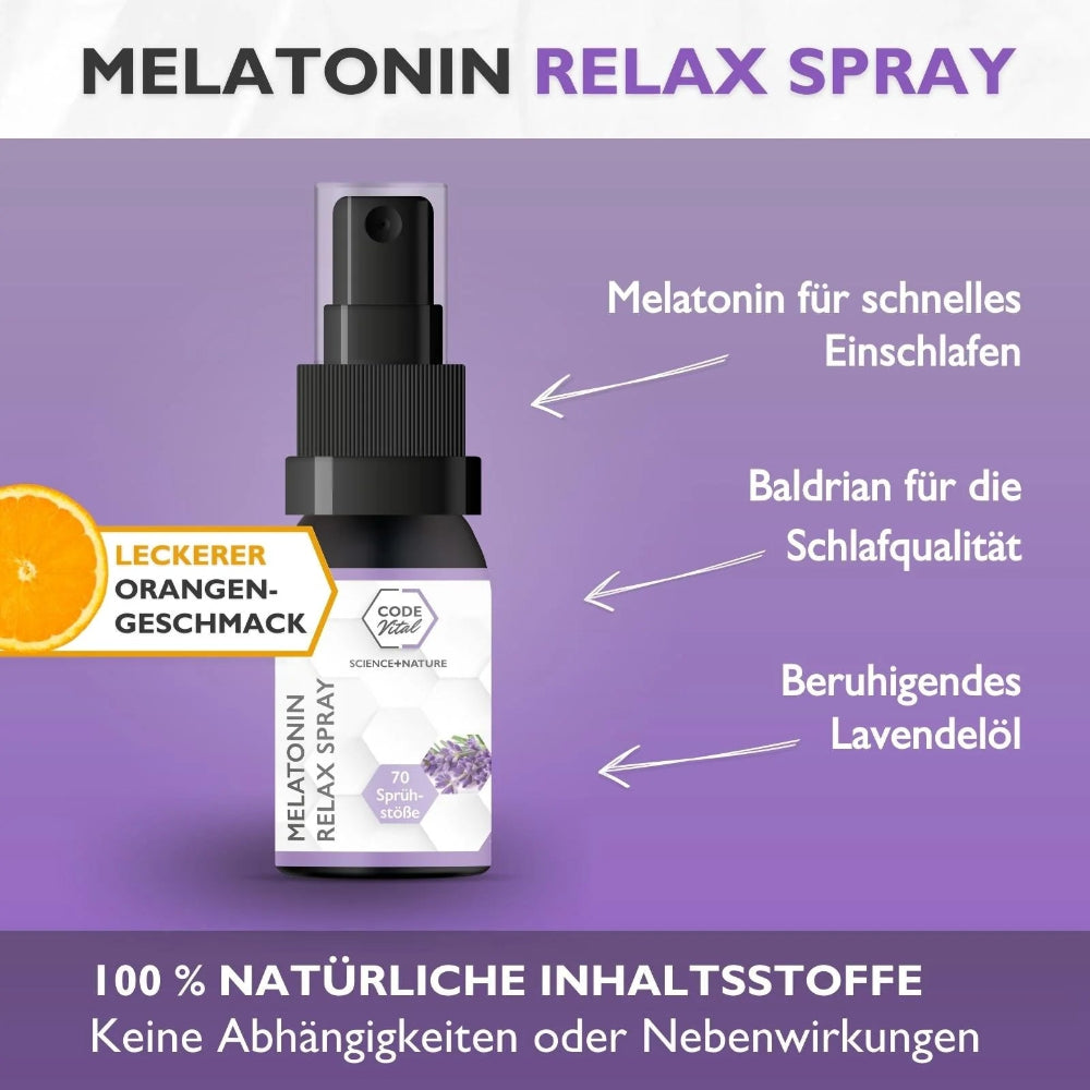 Code Vital | Melatonin - Lavendel- Baldrian Relax Spray - Für erholsamen SCHLAF