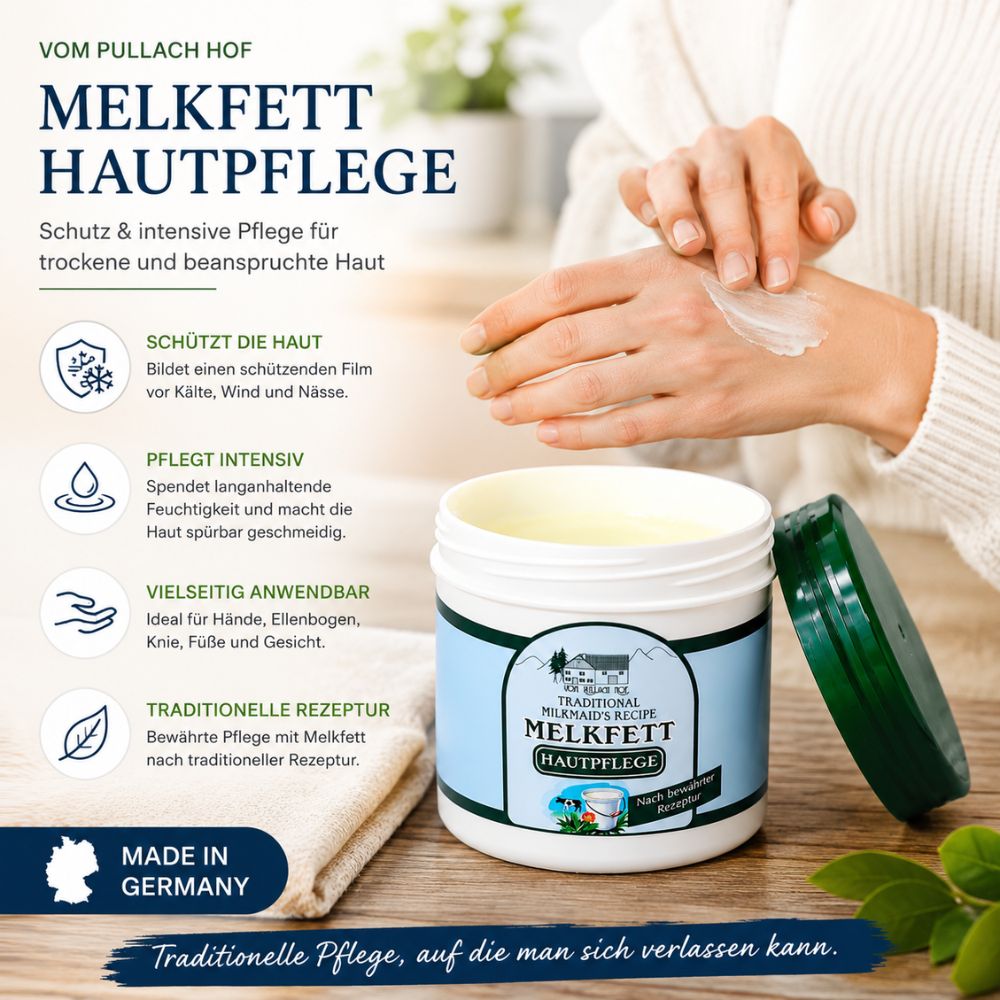 Vom Pullach Hof | Melkfett - Hautschutz & Intensive Pflege für trockene Haut - 250ml