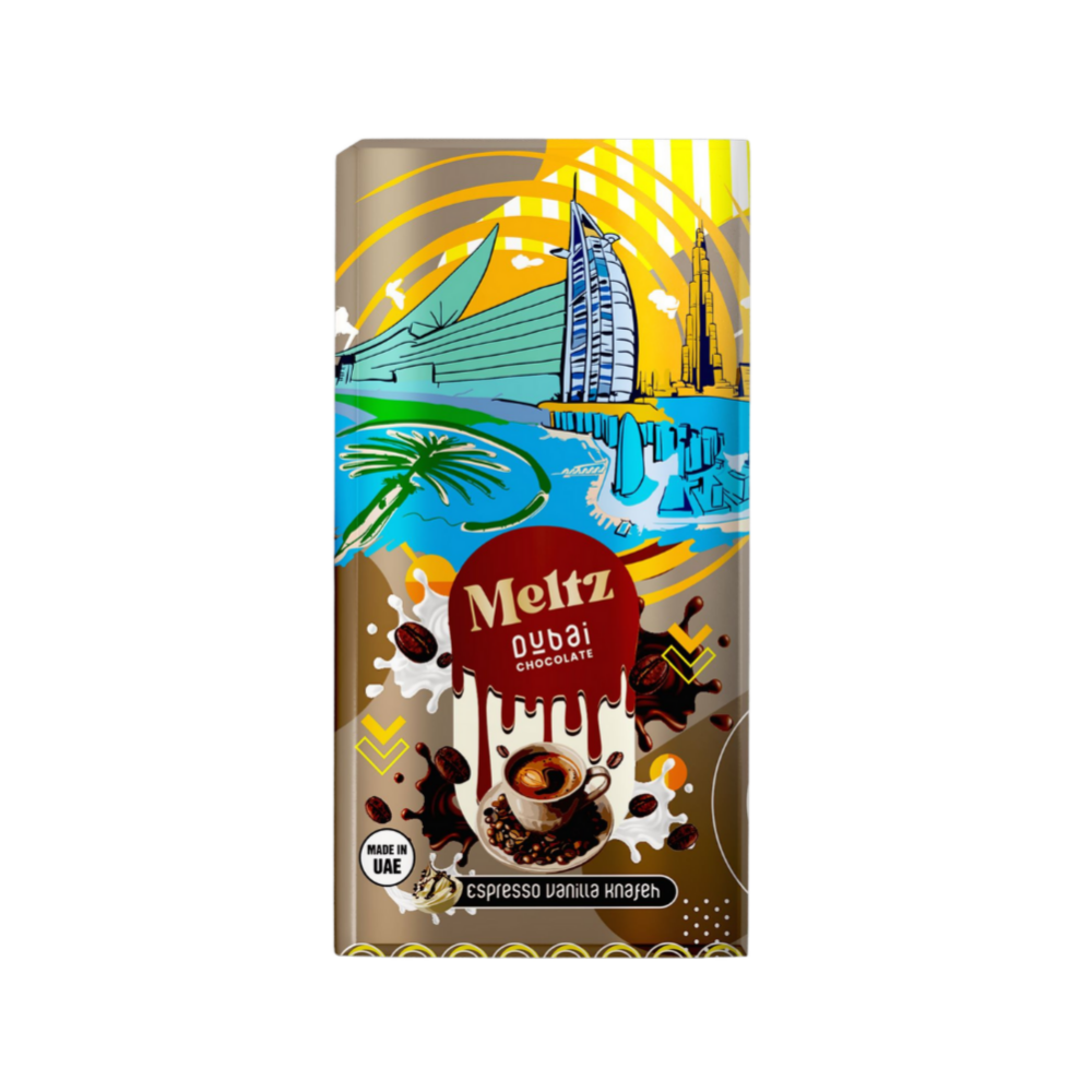 Meltz Dubai Schokolade – Espresso, Vanille & Knafeh-Füllung (75 g)
