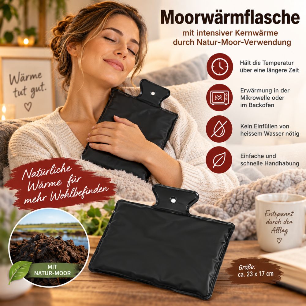 WSM Moorwärmflasche mit Natur-Moor - 23 x 17 cm