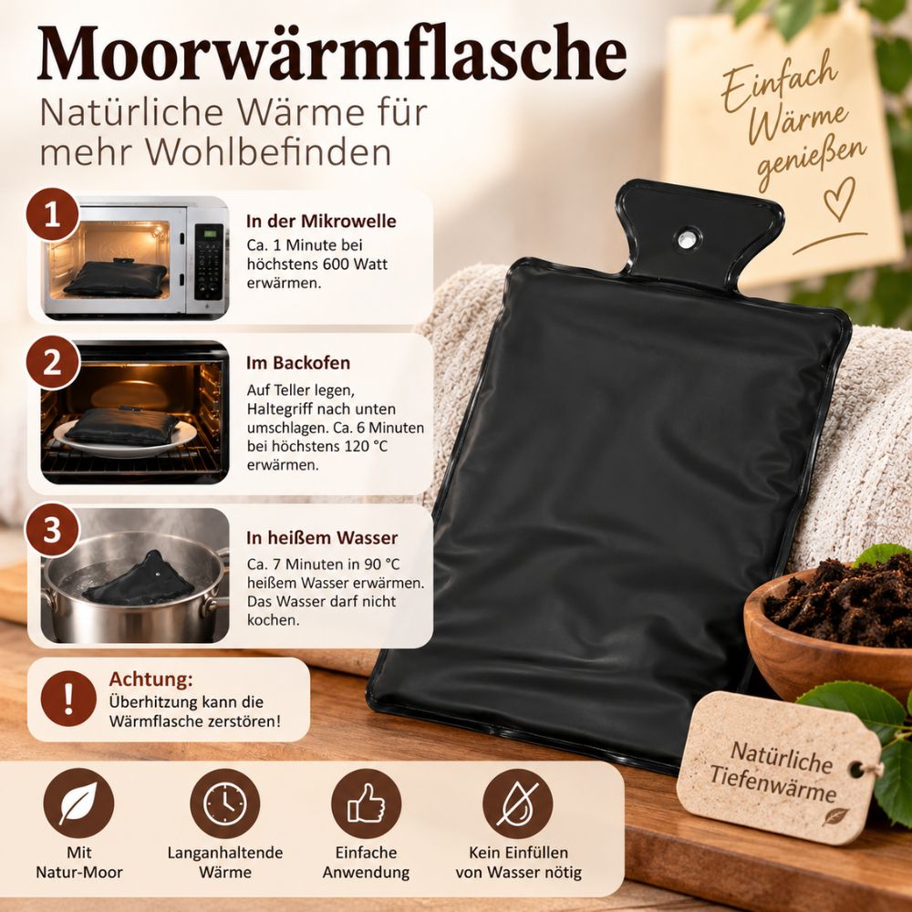WSM Moorwärmflasche mit Natur-Moor - 23 x 17 cm