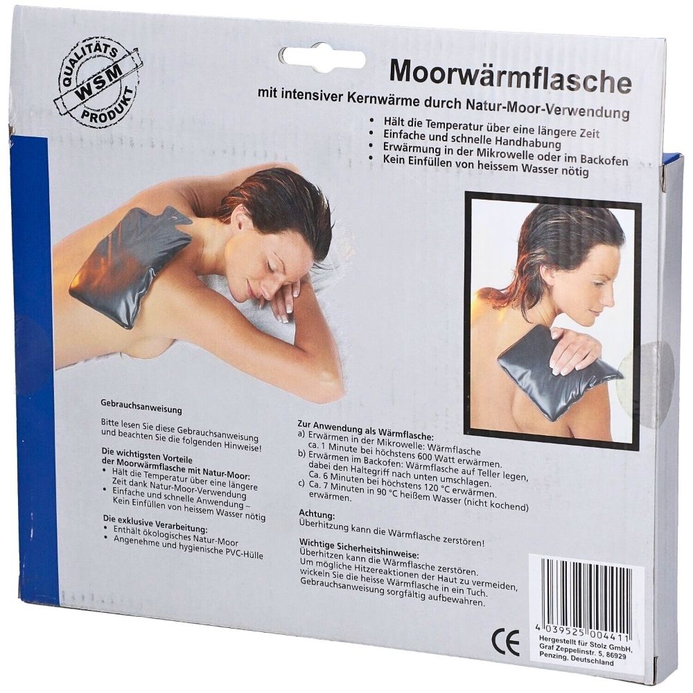 WSM Moorwärmflasche mit Natur-Moor - 23 x 17 cm