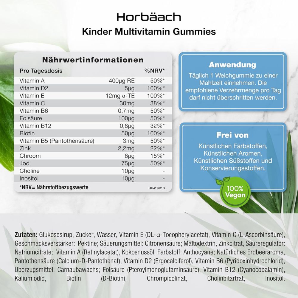 Horbaach | Multivitamin Gummibärchen für Kinder