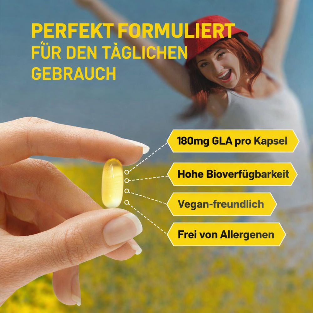 Prowise Healthcare | Veganes Nachtkerzenöl 2000mg mit Vitamin E & B6 – 60 Weichkapseln