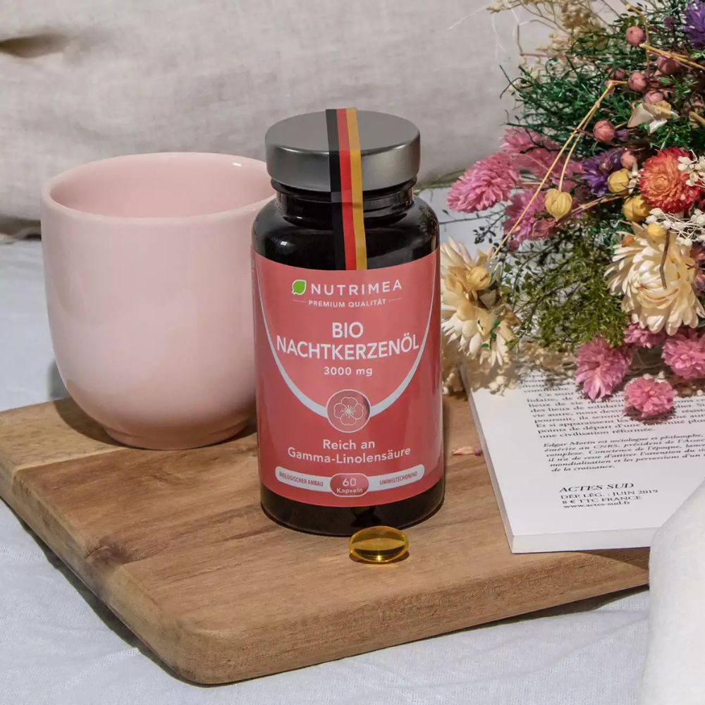 Nutrimea | BIO Nachtkerzenöl 3000 mg – 9 % Gamma-Linolensäure – 60 Kapseln