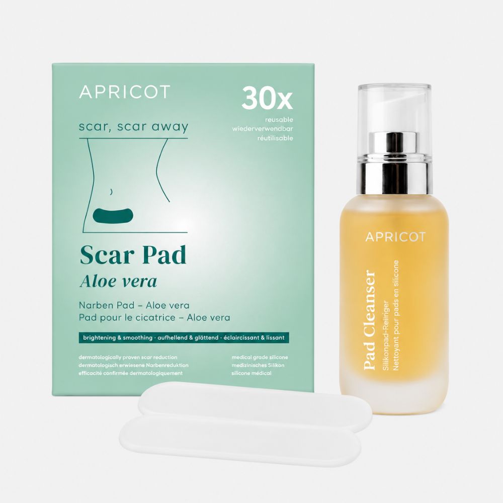 APRICOT | Narbenpflege-Set – Narben Pads mit Aloe Vera + Silikonpad-Reiniger
