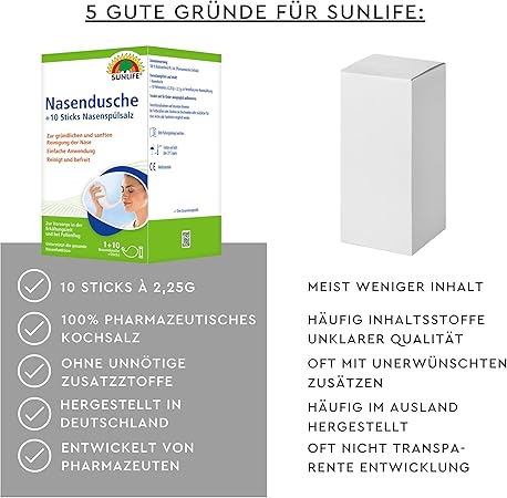 Sunlife | Nasendusche + 10 Sticks Nasenspülsalz