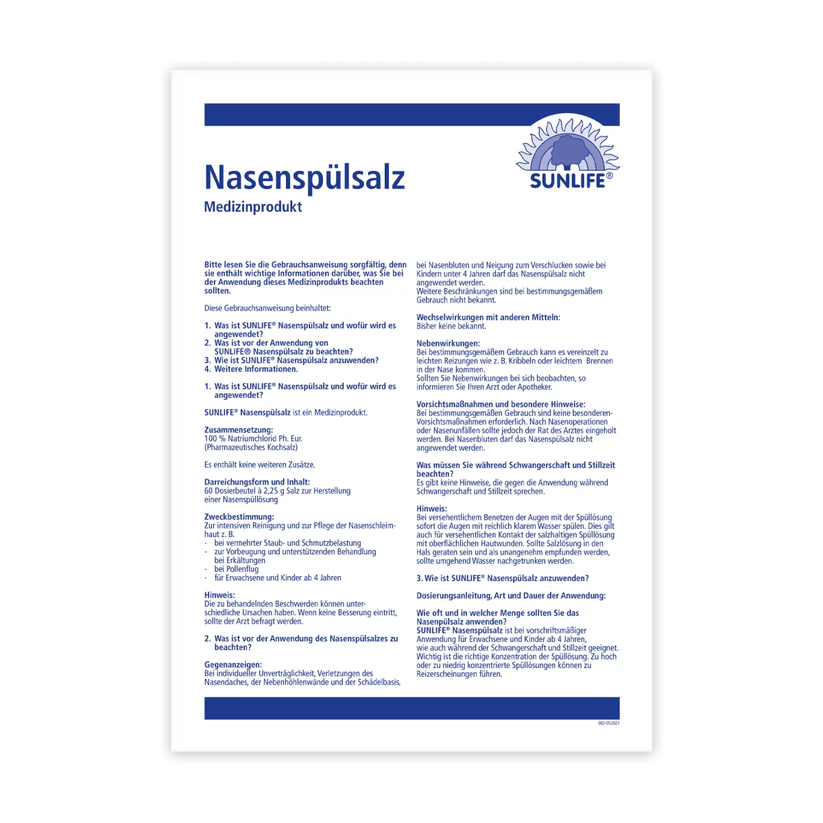 Sunlife | Nasenspülsalz 60 Sticks