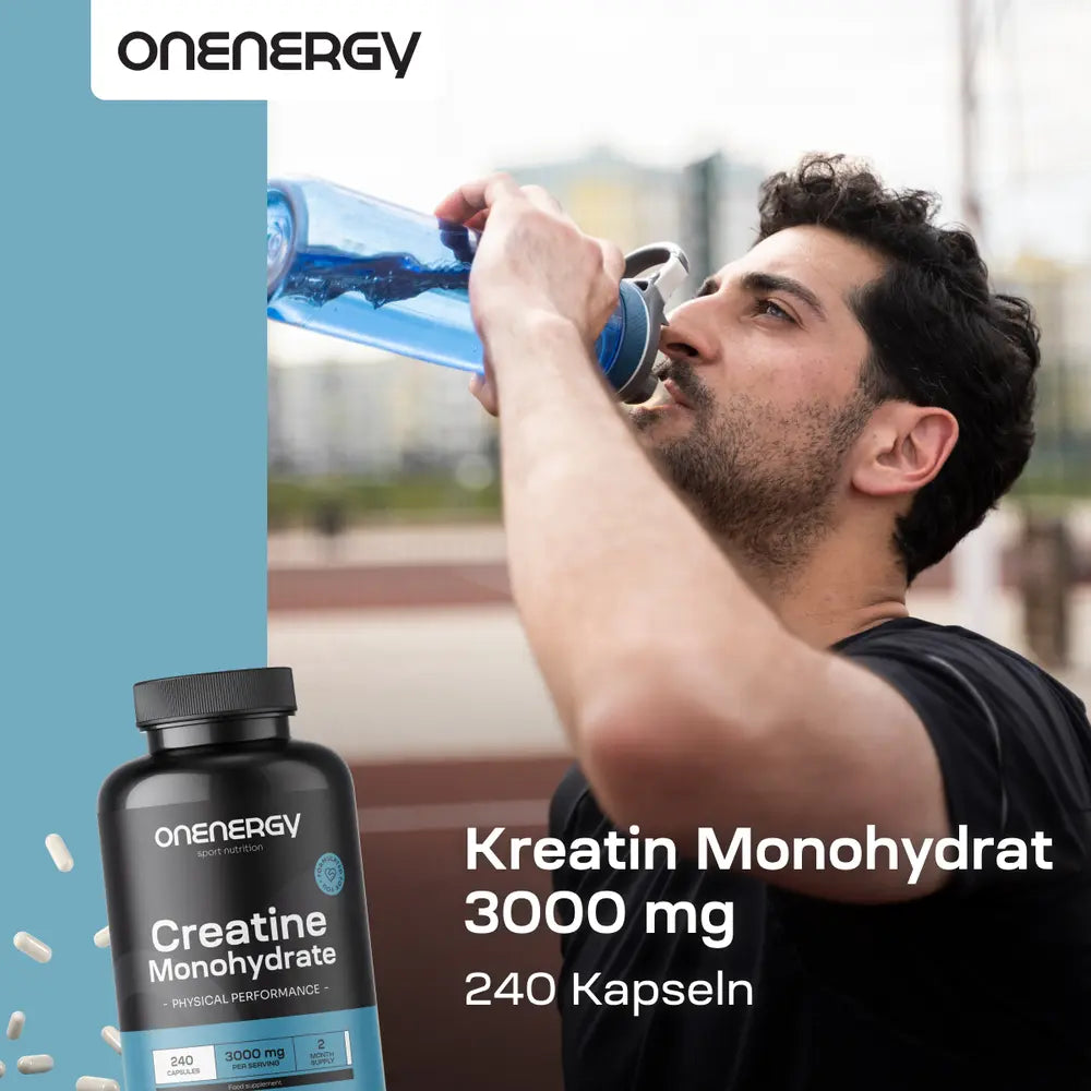 OnEnergy | Kreatin Monohydrat 3000 mg für der körperlichen Leistungsfähigkeit - 240 Kapseln