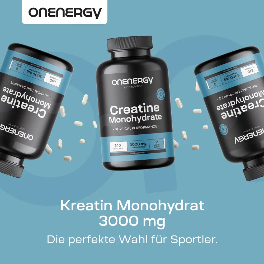 OnEnergy | Kreatin Monohydrat 3000 mg für der körperlichen Leistungsfähigkeit - 240 Kapseln
