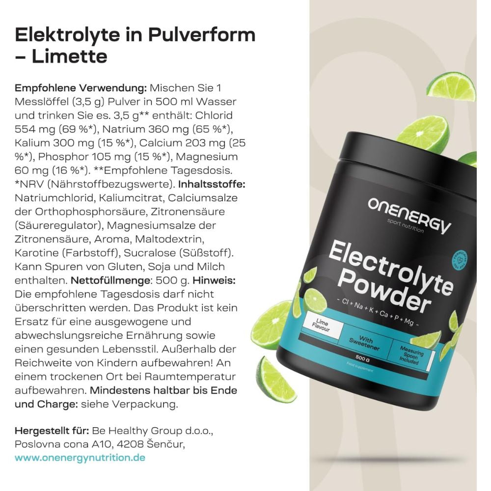 OnEnergy | Elektrolyte in Pulverform – Limette - 500 g