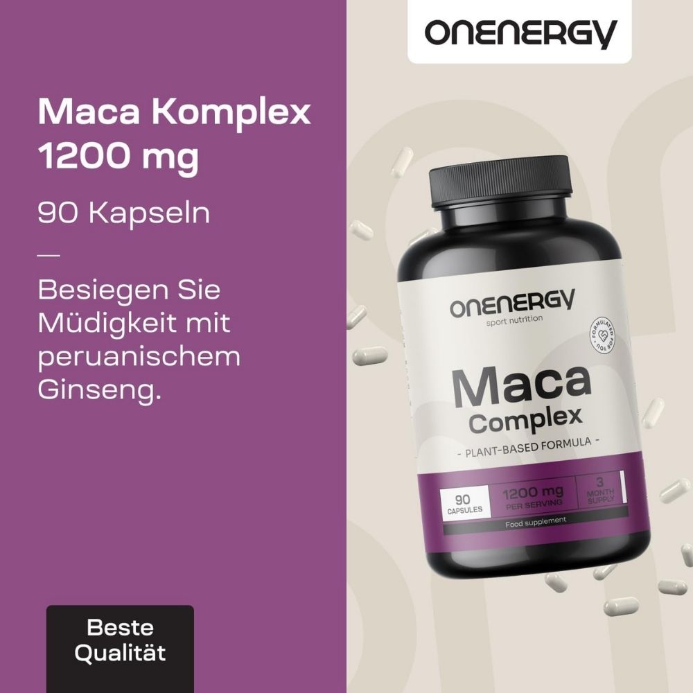 OnEnergy | Maca Komplex 1200 mg Für Energie, Ausdauer und sexuelle Vitalität - 90 Kapseln