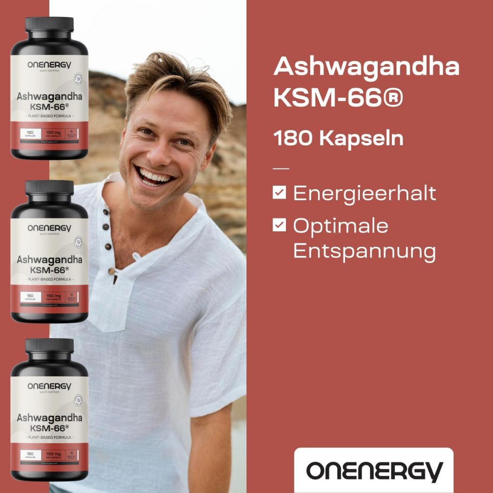 OnEnergy | Ashwagandha KSM-66® für Leistungsfähigkeit - 180 Kapseln