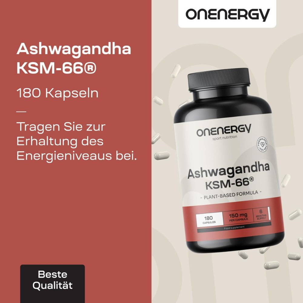 OnEnergy | Ashwagandha KSM-66® für Leistungsfähigkeit - 180 Kapseln