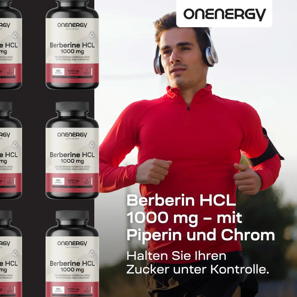Onenergy | Berberin HCL 1000 mg - mit Piperin und Chrom - 180 Kapseln