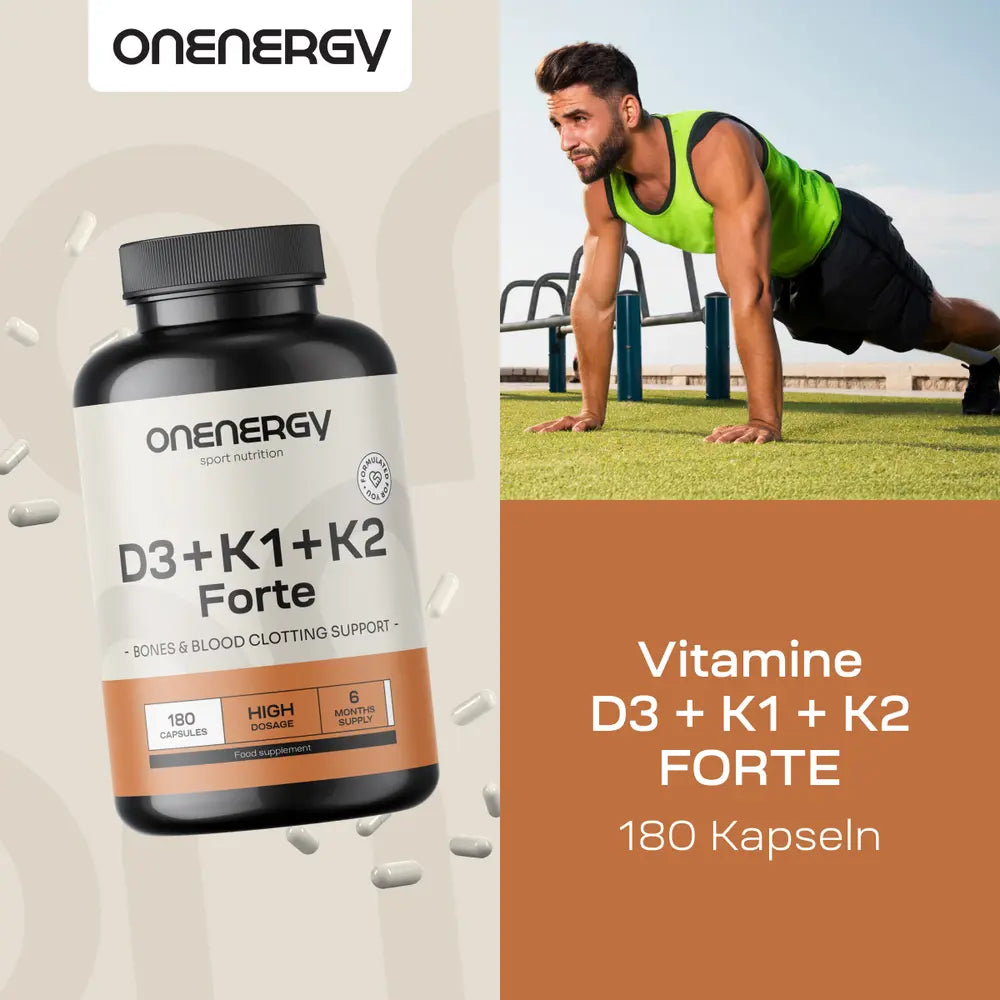 Onenergy | Vitamine D3 + K1 + K2 FORTE - 180 Kapseln