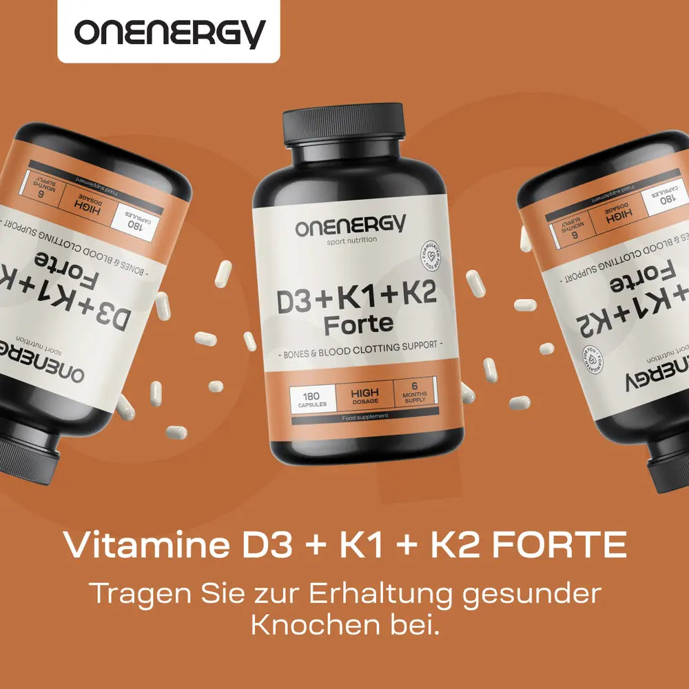 Onenergy | Vitamine D3 + K1 + K2 FORTE - 180 Kapseln