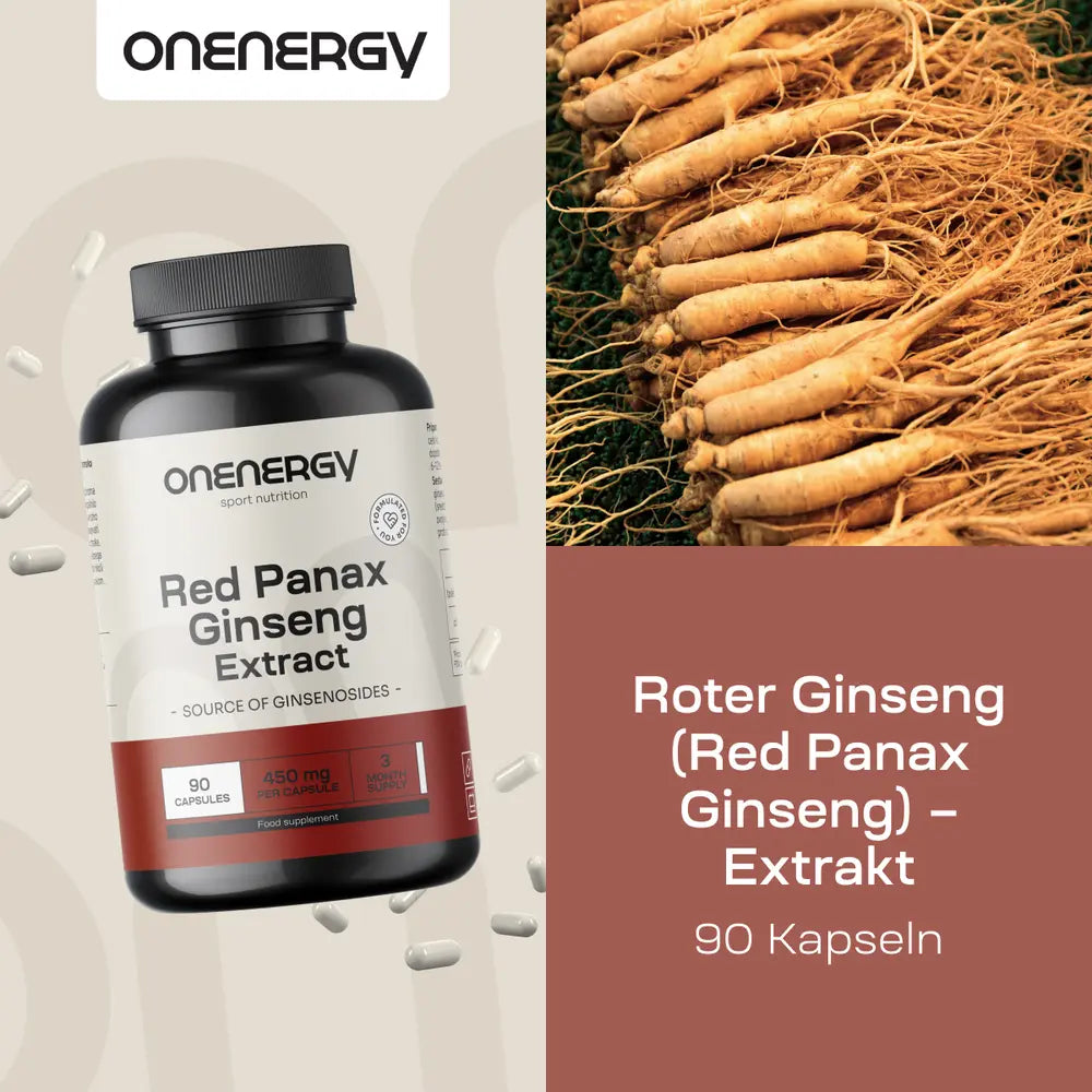 OnEnergy | Roter Ginseng (Red Panax Ginseng) – Extrakt - 90 Kapseln