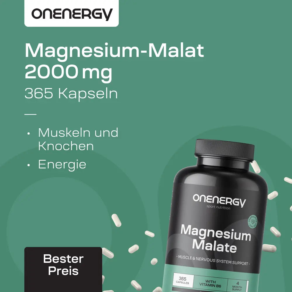 OnEnergy | Magnesium-Malat 2000 mg - 365 Kapseln
