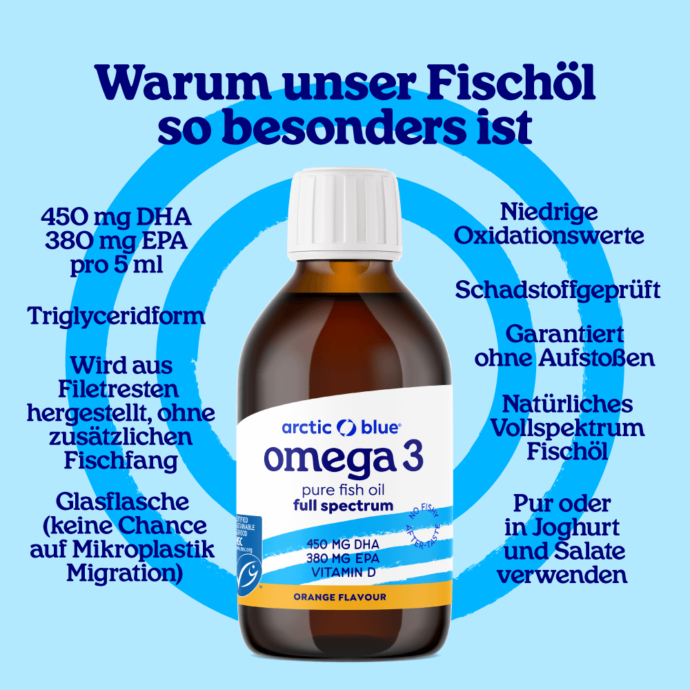 Arctic Blue Full Spectrum Omega 3 Fischöl mit Vitamin D - 150ml