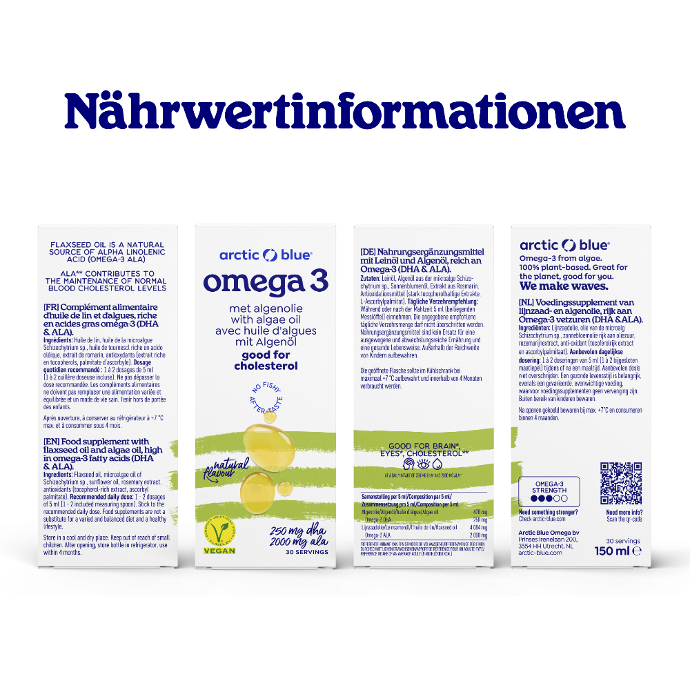 Arctic Blue | Omega 3 mit Algenöl und Leinsamenöl - 150 ml