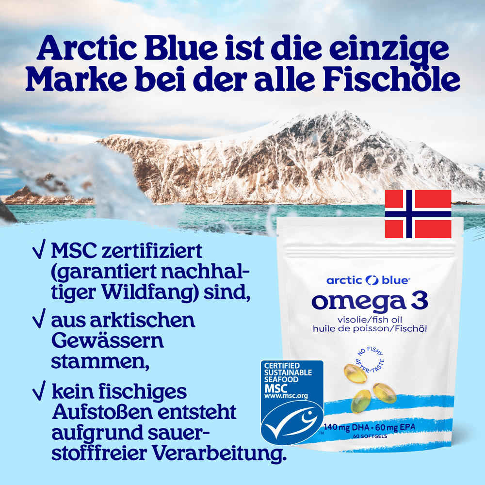 Arctic Blue | Omega 3 DHA- und EPA-Fischöl - MSC (60 kleine Kapseln)