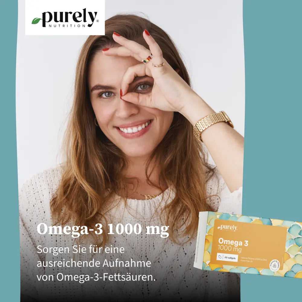 Purely | Omega-3 1000 mg – aus Fischöl - 60 Weichkapseln