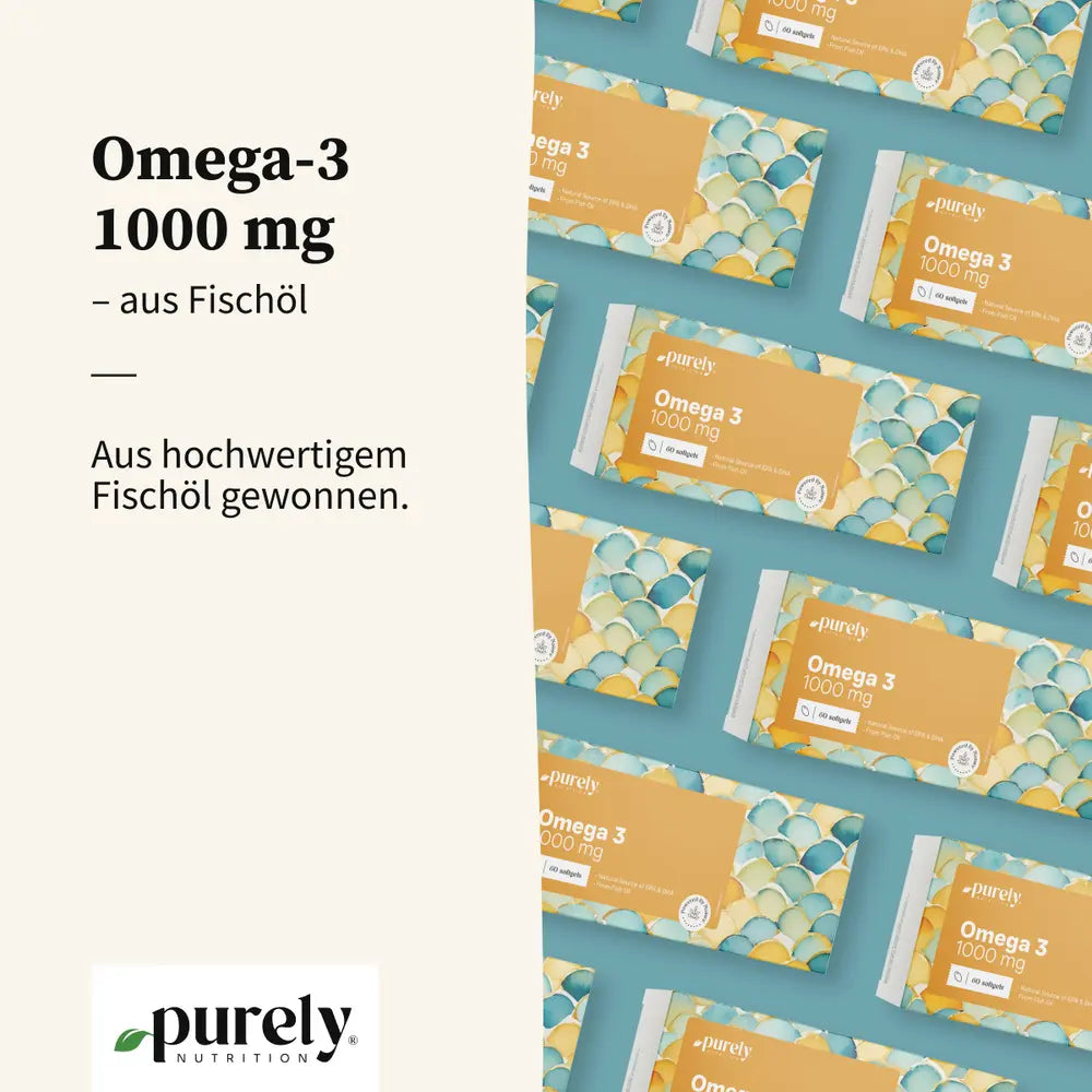 Purely | Omega-3 1000 mg – aus Fischöl - 60 Weichkapseln
