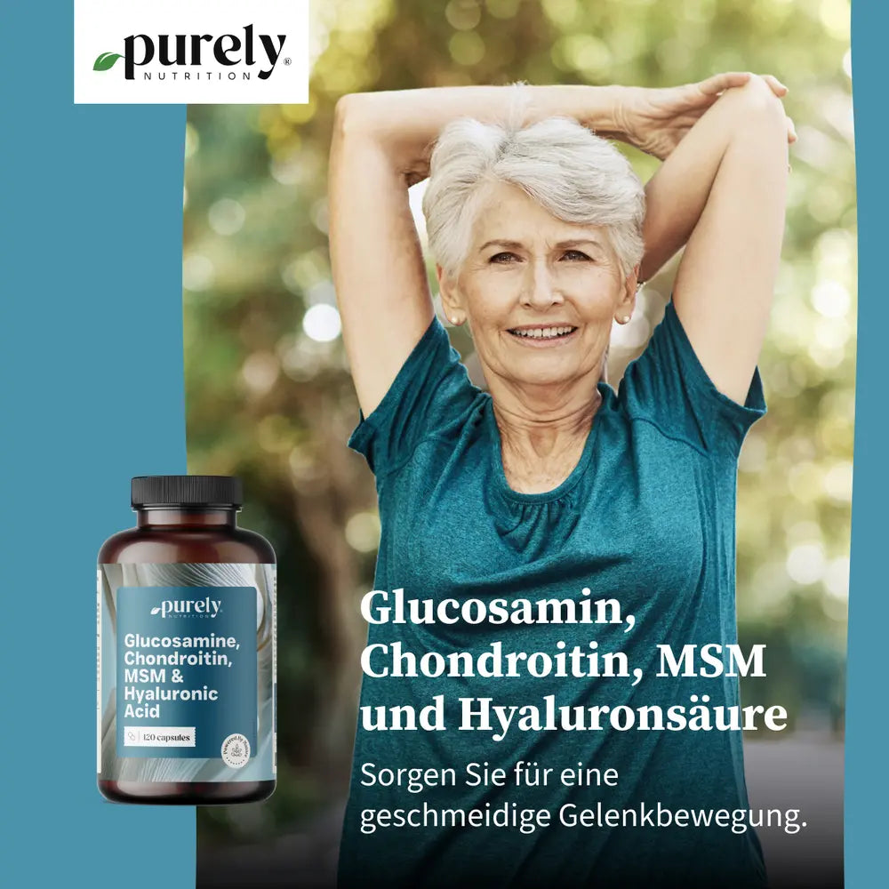 Purely | Glucosamin, Chondroitin, MSM und Hyaluronsäure - 120 Kapseln