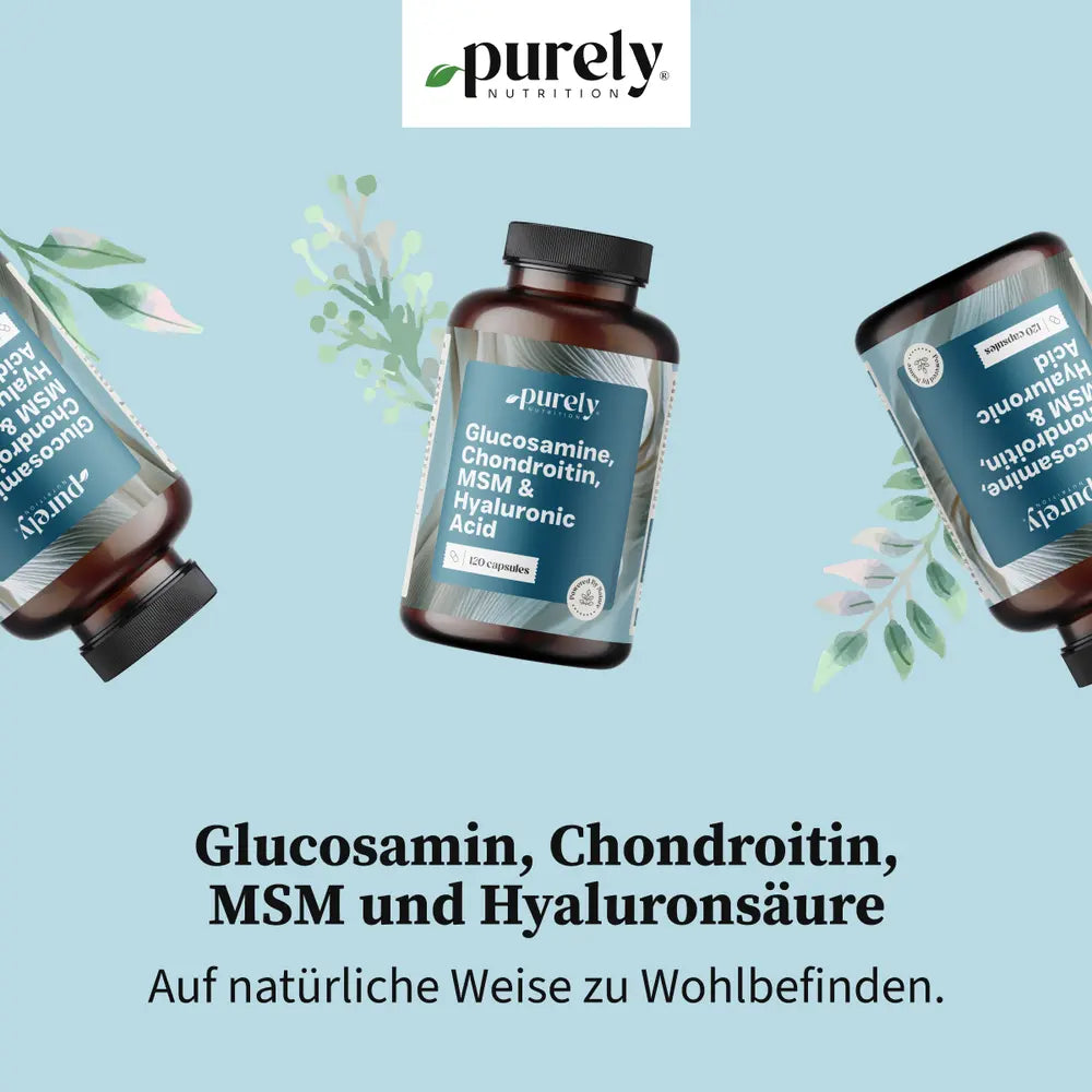 Purely | Glucosamin, Chondroitin, MSM und Hyaluronsäure - 120 Kapseln