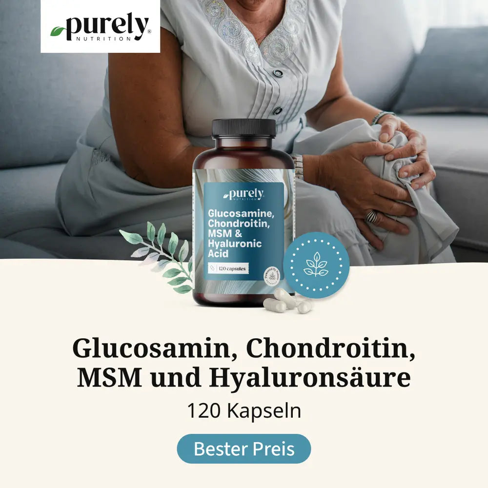 Purely | Glucosamin, Chondroitin, MSM und Hyaluronsäure - 120 Kapseln
