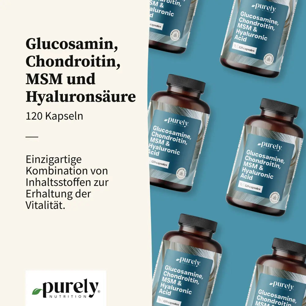 Purely | Glucosamin, Chondroitin, MSM und Hyaluronsäure - 120 Kapseln