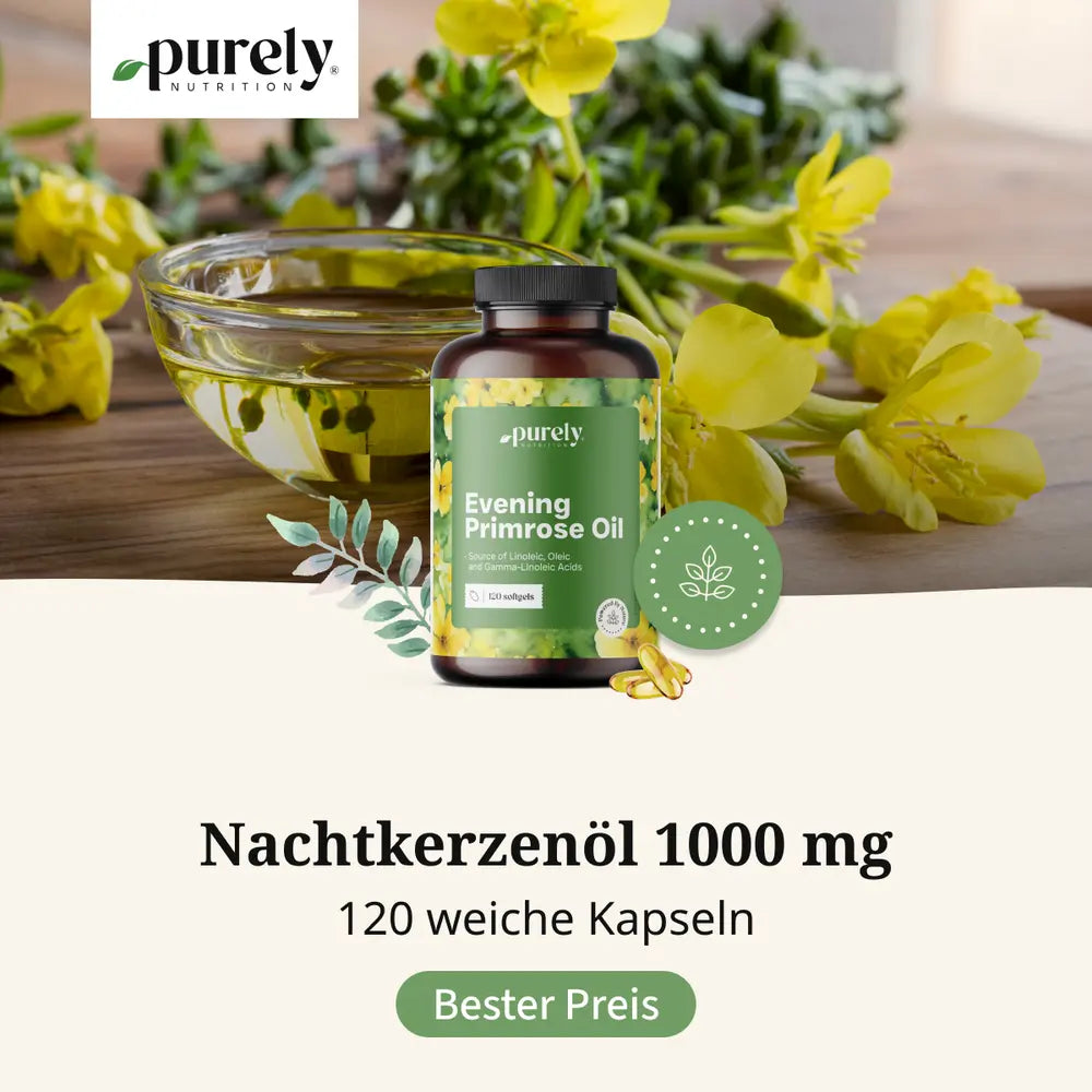 Purely | Evening Primrose Oil (Nachtkerzenöl) 1000 mg - 120 Weichkapseln