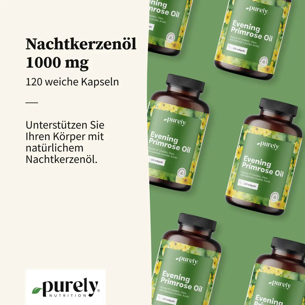 Purely | Evening Primrose Oil (Nachtkerzenöl) 1000 mg - 120 Weichkapseln