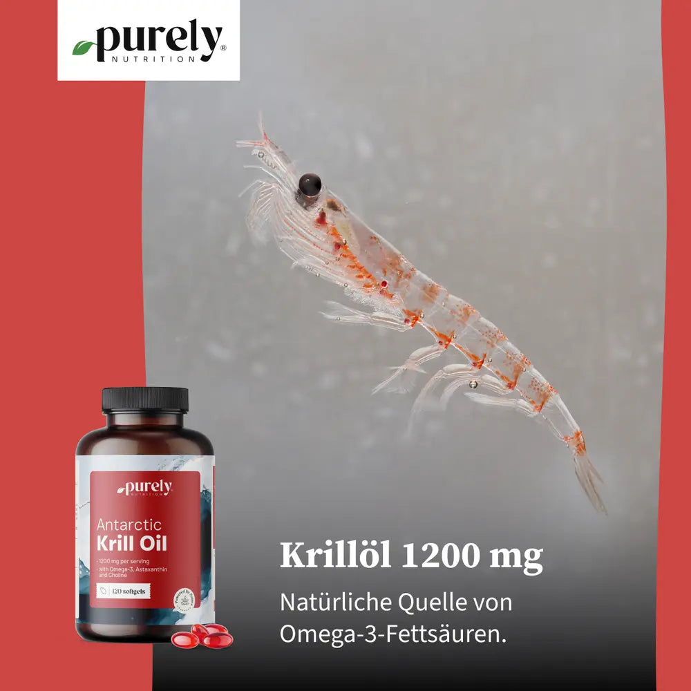 Purely | Krillöl 1200 mg für Herz und Leber - 120 Weichkapseln