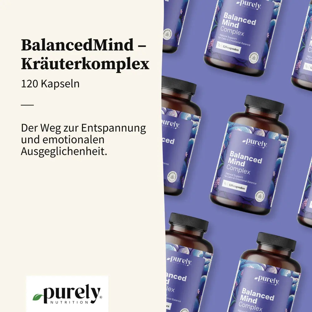 Purely | BalancedMind – Kräuterkomplex für Ruhe und inneres Gleichgewicht - 120 Kapseln