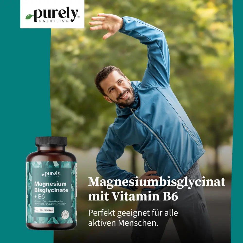 Purely | Magnesiumbisglycinat mit Vitamin B6 - 180 Kapseln