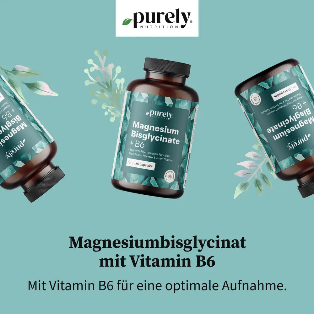 Purely | Magnesiumbisglycinat mit Vitamin B6 - 180 Kapseln